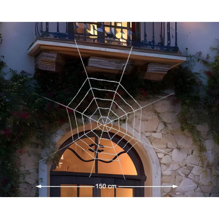 Telaraña Decorativa Blanca de 1,5 Metros para Halloween - Perfecta para Decorar Rincones, Muebles y Ventanas, Fácil de Extender Telaraña Decorativa Blanca de 1,5 Metros para Halloween - Perfecta para Decorar Rincones, Muebles y Ventanas, Fácil de Extender