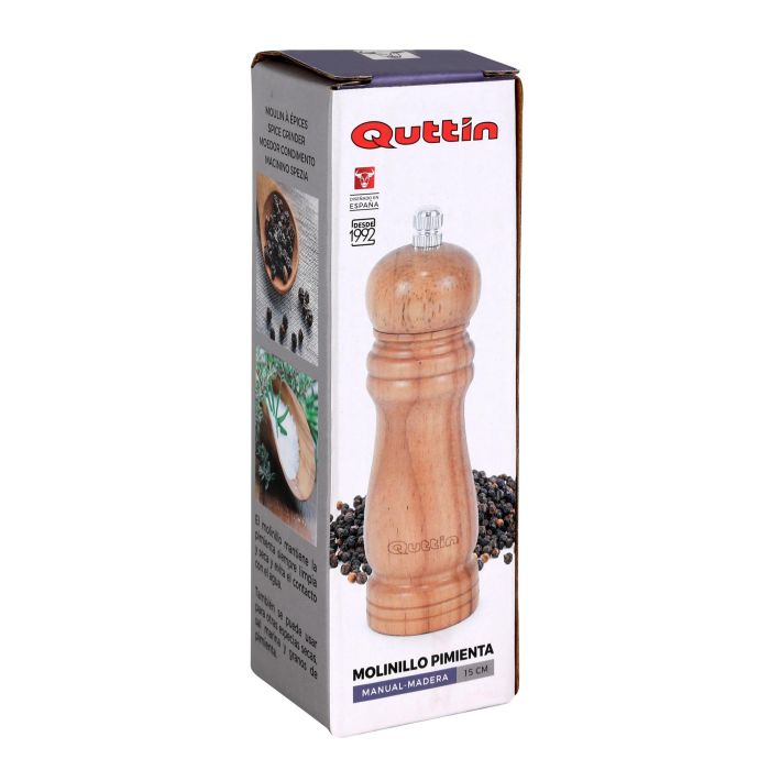 Molinillo de Pimienta de Madera 15 cm Quttin (20 Unidades) 2 Molinillo de Pimienta de Madera 15 cm Quttin (20 Unidades) 2