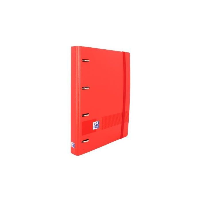 Oxford Carpeta Anillas 4 X 35 mm Live&Go Europeanbinder 360º, Recambio 100H A4+ 5x5, Tapa Polyfoam, Rojo