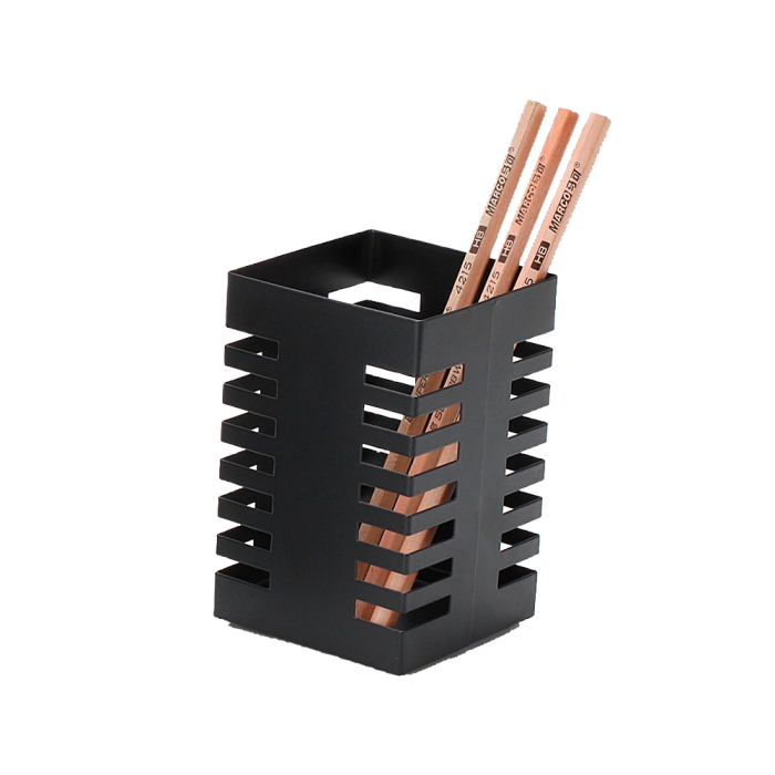 Q-connect Cubilete Portalapices Metal Negro Cuadrado 72x108 mm 1