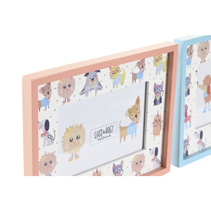 DKD Home Decor Marco de Fotos Infantil Azul Naranja 1.5 x 17.5 x 22.5 cm (6 Unidades) 1