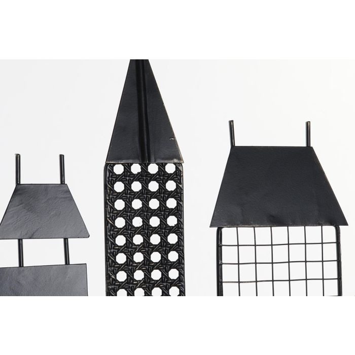 DKD Home Decor Decoración de Pared Metálica Estilo Loft Diseño Edificio Color Negro. Medidas: Ancho 105 x Alto 56 x Profundidad 6 cm 2