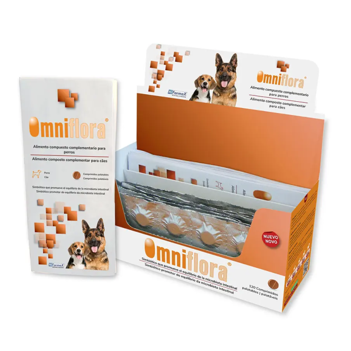 Omniflora 120 Comprimidos - Simbiótico para Microbiota Intestinal y Sistema Inmunitario - Perros Omniflora 120 Comprimidos - Simbiótico para Microbiota Intestinal y Sistema Inmunitario - Perros