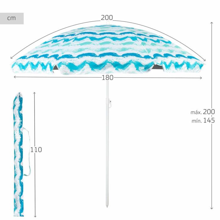 Sombrilla de playa Aktive Plateado 200 x 200 x 200 cm (4 Unidades) 3