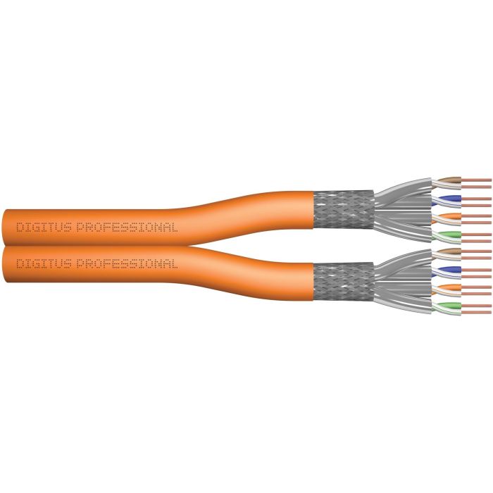 Digitus Cable de Red Cat7 S/FTP Par Trenzado 100m Naranja AWG23/1 Duplex