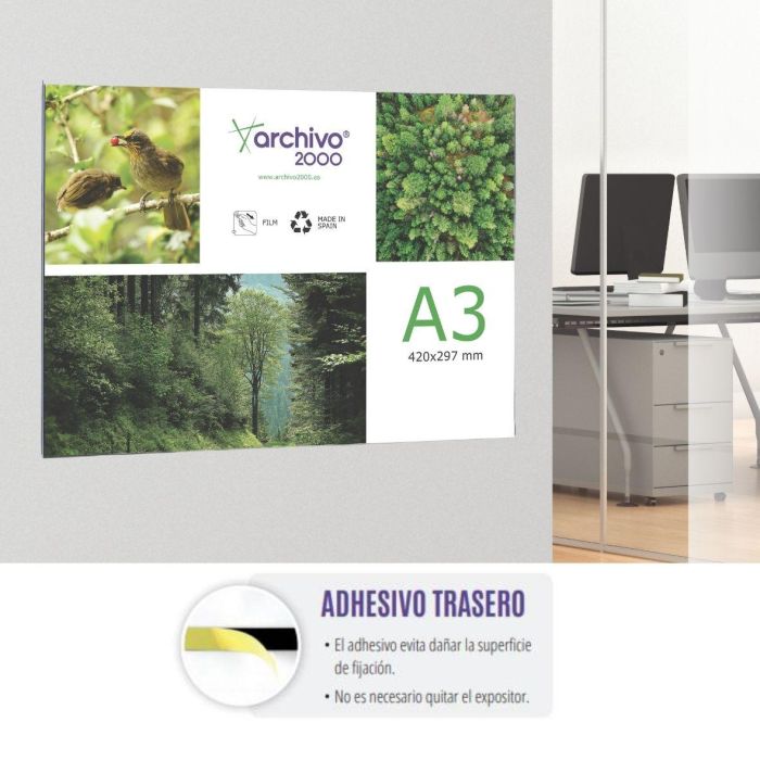 Archivo 2000 Expositor Mural Premium Din A3 Horizontal 420x300 mm con Adhesivo Espesor 3 mm 2