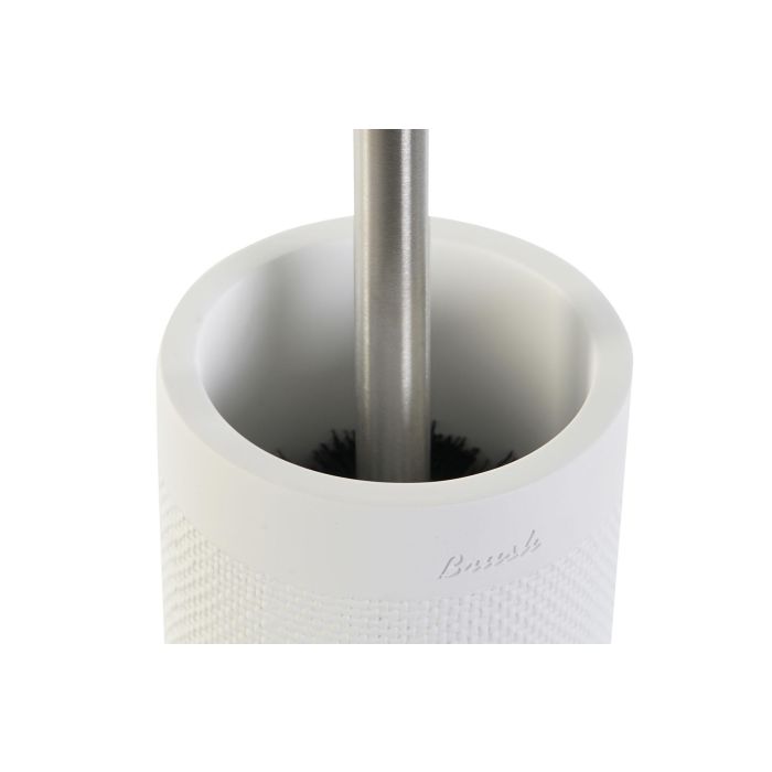 DKD Home Decor Escobillero de Baño Basicos Blanco, de Cemento y Acero Inoxidable, 10 x 10 x 37 cm 1