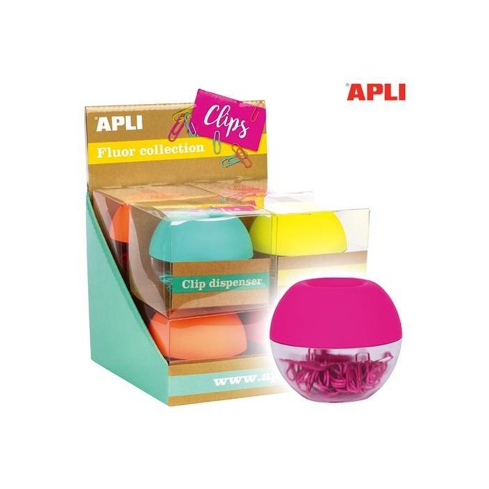 Apli Portaclips Redondo Con 50 cLips Colores Surtidos