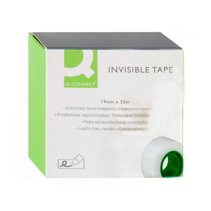 Q-connect Cinta Adhesiva Invisible 33 mt x 19 mm Permite Escribir Sobre Ella Ideal Para Embalar 1