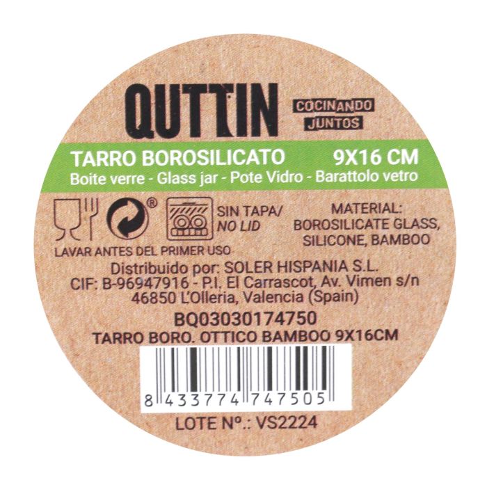 Tarro Boro Ottico Bamboo 9x16 cm - Quttin (12 Unidades) 5 Tarro Boro Ottico Bamboo 9x16 cm - Quttin (12 Unidades) 5