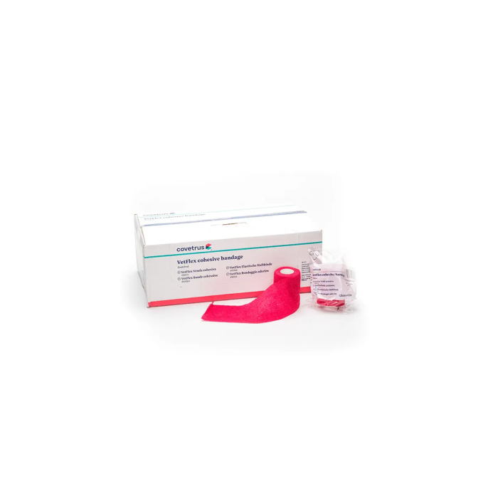 Covetrus Ligadura Cohesiva Vetrap 5 cm X 4.5M Rojo - Vendaje Autoadherente, Desgarrable y Transpirable