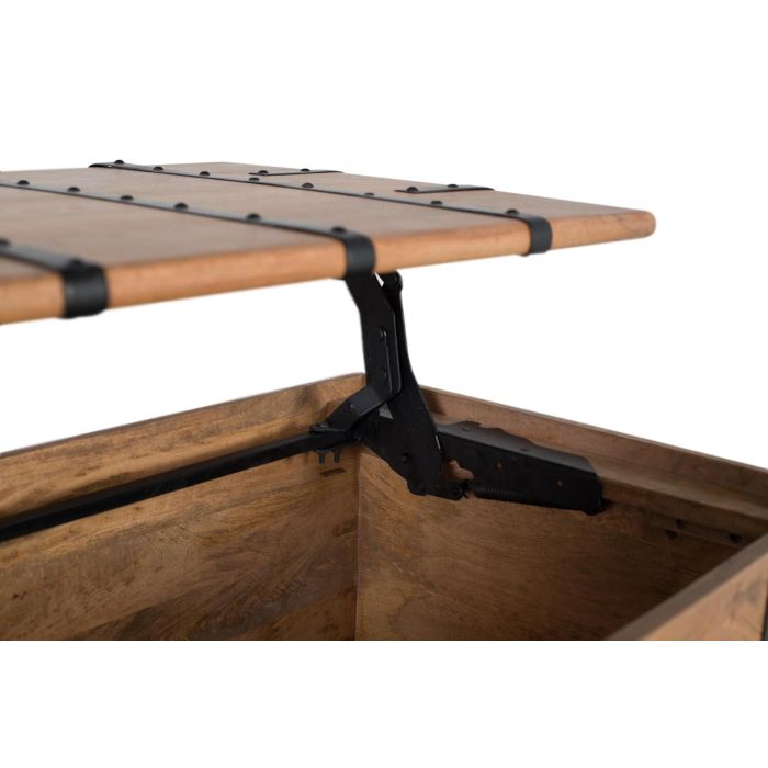 Giner Y Colomer Mesa Baúl Madera de Mango Maciza Acabado Natural con Tapa Elevable 5