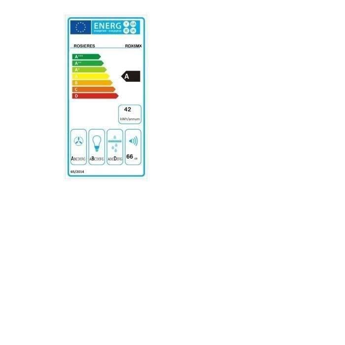Rosieres RDX6MX Campana Decorativa 60 cm Acero Inoxidable 4 Velocidades Clase A 66 dB Iluminación LED 1 Rosieres RDX6MX Campana Decorativa 60 cm Acero Inoxidable 4 Velocidades Clase A 66 dB Iluminación LED 1