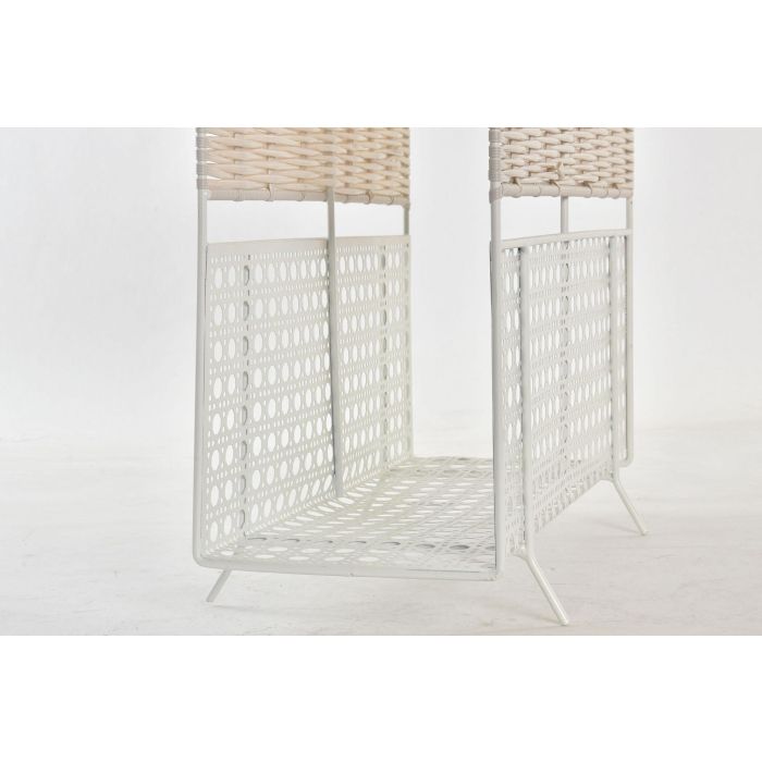DKD Home Decor Revistero Boho de Mimbre y Metal, Tono Natural y Blanco, 36.5 x 15 x 41 cm 1