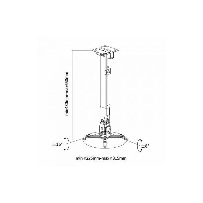 Aisens Soporte Universal Inclinable y Extensible para Proyector, Techo/Pared, Acero Alta Resistencia, Carga Máx. 20kg, Ajustable 225-316mm 4 Aisens Soporte Universal Inclinable y Extensible para Proyector, Techo/Pared, Acero Alta Resistencia, Carga Máx. 20kg, Ajustable 225-316mm 4