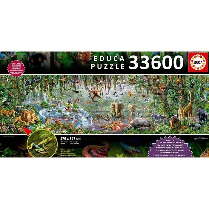 Educa Puzzle The Wild Life 33600 Piezas - Rompecabezas Gigante de 570 x 157 cm en Caja de Madera (a partir de 12 años) 1 Educa Puzzle The Wild Life 33600 Piezas - Rompecabezas Gigante de 570 x 157 cm en Caja de Madera (a partir de 12 años) 1
