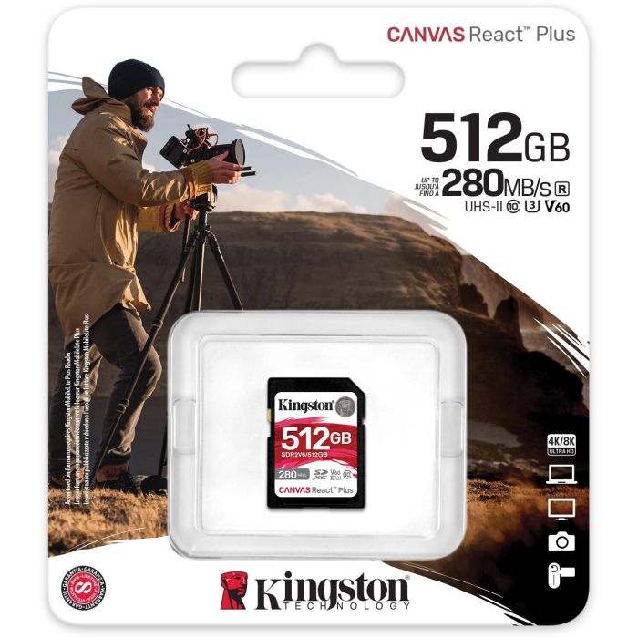 Kingston Canvas React Plus 512 GB SDXC UHS-II Clase 10 SDR2V6/512GB - Velocidad Lectura 280 MB/s, Escritura 150 MB/s 2