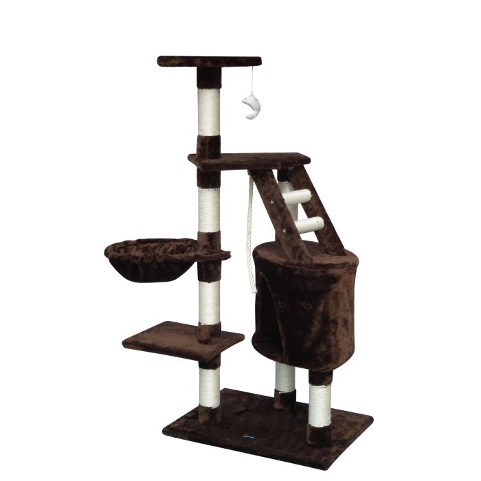 Gloria Sinu Árbol rascador para gatos Marrón 55x40x120 cm con cueva, múltiples alturas y postes de sisal, ideal para varios gatos 3