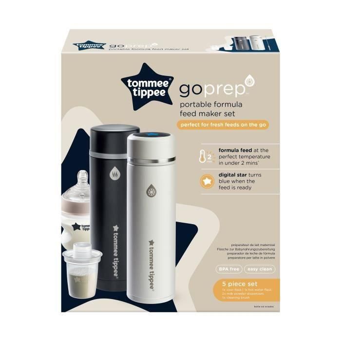 TOMMEE TIPPEE Kit de preparación de biberones GoPrep, 2 minutos, termo enfriador, temperatura en pantalla LED 5