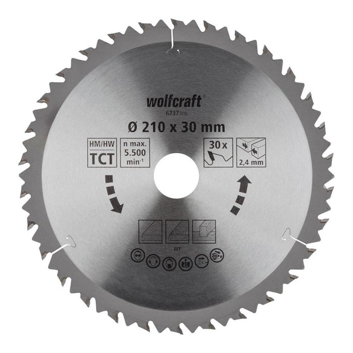 Wolfcraft 6737000 Disco de Sierra Circular de Mano CT Ø210mm 30 Dientes para Madera Cortes Rápidos y Bastos 0 Wolfcraft 6737000 Disco de Sierra Circular de Mano CT Ø210mm 30 Dientes para Madera Cortes Rápidos y Bastos 0