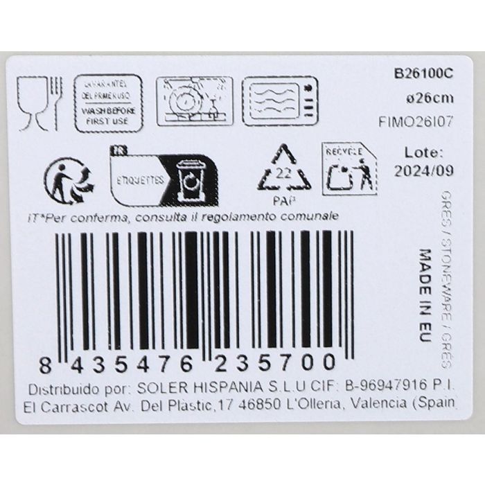 La Mediterranea Plato Llano 26 cm Blur Monaco Brillo (6 Unidades) 7