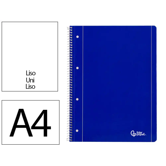 Liderpapel Cuaderno Espiral A4 Micro Serie Azul Tapa Blanda 80 Hojas Liso con Margen 4 Taladros Azul 80gr 0 Liderpapel Cuaderno Espiral A4 Micro Serie Azul Tapa Blanda 80 Hojas Liso con Margen 4 Taladros Azul 80gr 0