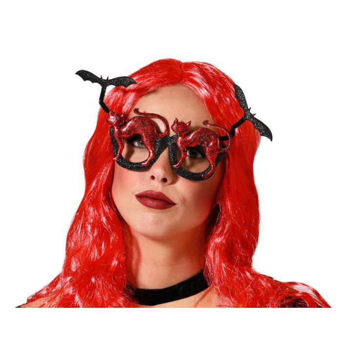 Gafas Halloween Rojas Y Negras Para Mujer Adulto