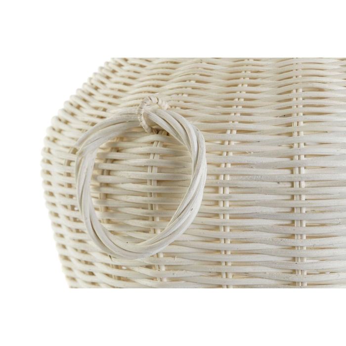 DKD Home Decor Lámpara de Sobremesa Tropical de Ratán y Lino, Hecha a Mano, Blanco Marrón Claro, 42x42x70 cm, Casquillo E27 2 DKD Home Decor Lámpara de Sobremesa Tropical de Ratán y Lino, Hecha a Mano, Blanco Marrón Claro, 42x42x70 cm, Casquillo E27 2