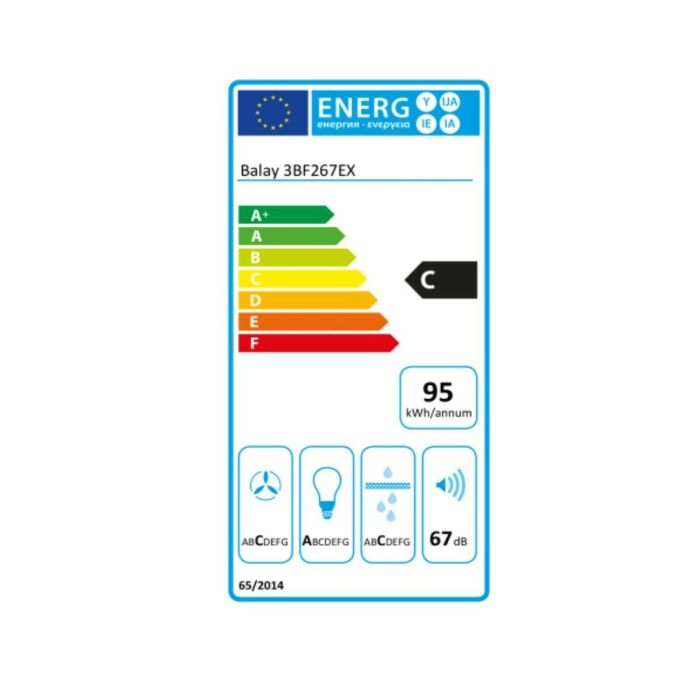 Campana Convencional Balay 3BF267EX 690 m³/h 65 dB 252W Plateado Acero 1