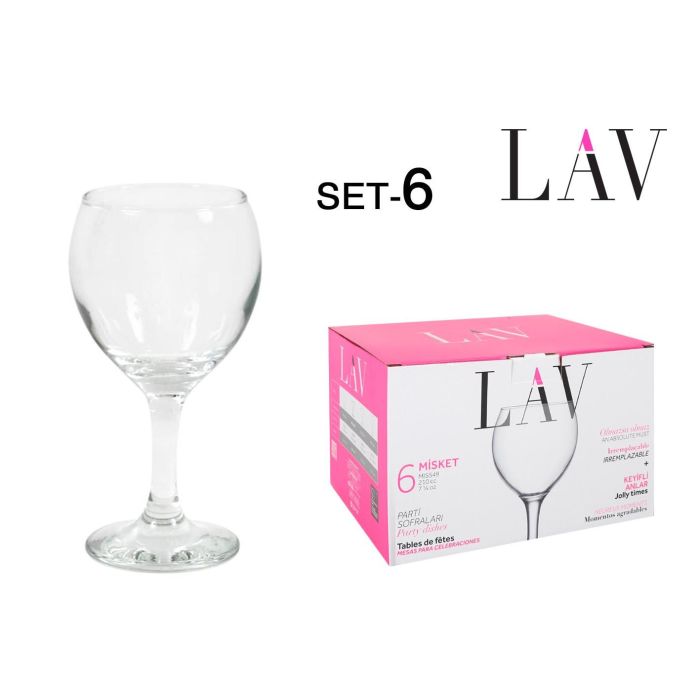 Lav Set de 6 Copas de Vino Tinto Colección Misket 210 ml (4 Cajas)