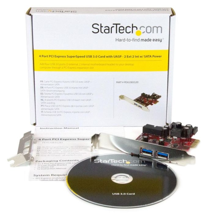 Startechcom Adaptador PCI Express USB 3.0 Pexusb3s2ei, 2 Puertos Externos y 1 Interno, 5 Gbps