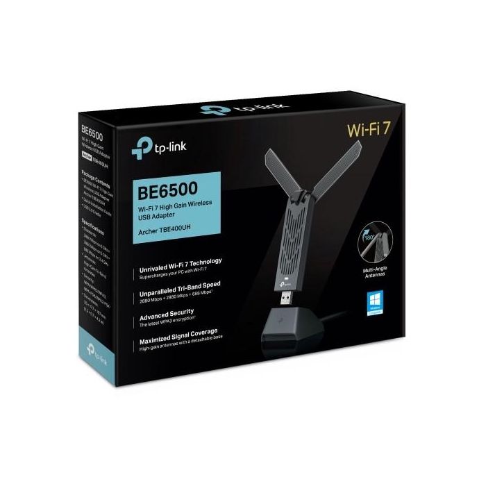 TP-Link Adaptador Wi-Fi 7 Archer TBE400UH BE6500 Tri-Band USB 5