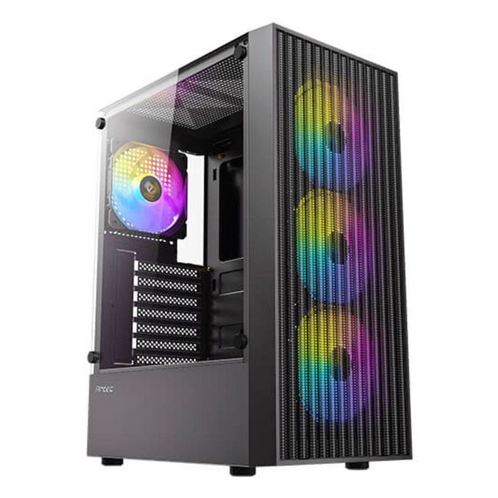 Antec AX27 RGB Midi Tower Negro - Caja PC Gaming con 3 Ventiladores RGB Preinstalados Frontales 3