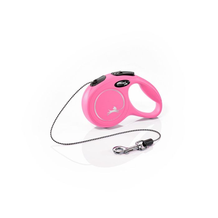 Flexi Correa Retráctil New Classic XS Cordón 3M Rosa, Plástico, Nylon y Metal 1