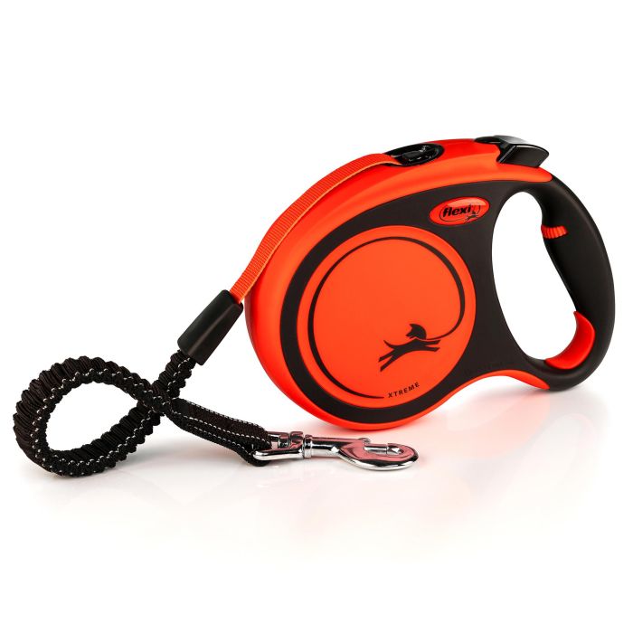 Flexi Xtreme Correa Retráctil de Cinta 5M Negro-Naranja para Perros Grandes y Vivaces: Máxima Seguridad y Confort con Tope Elástico 1 Flexi Xtreme Correa Retráctil de Cinta 5M Negro-Naranja para Perros Grandes y Vivaces: Máxima Seguridad y Confort con Tope Elástico 1