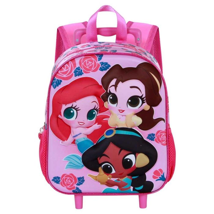 Disney Princesas Mochila 3D con Ruedas Pequeña Flowers Rosa 1 Disney Princesas Mochila 3D con Ruedas Pequeña Flowers Rosa 1