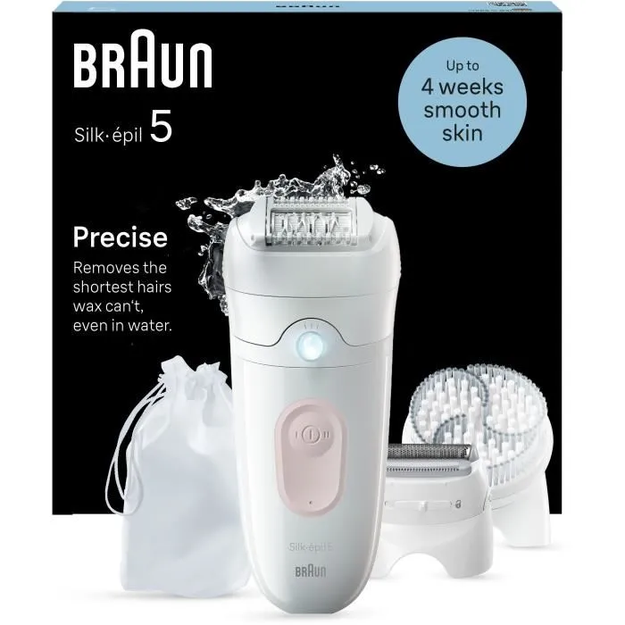 Braun Silk-épil 5 5-060 Depiladora Eléctrica para una Depilación Fácil y Piel Suave Duradera Blanco / Rosa 2