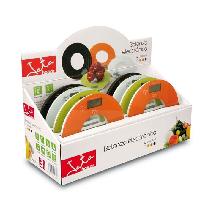 Jata Hogar Báscula Electrónica Redonda 5 kg Graduación 1g Tara Base Cristal Seguridad Jata Hogar Báscula Electrónica Redonda 5 kg Graduación 1g Tara Base Cristal Seguridad