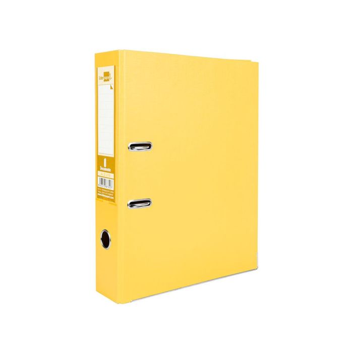 Archivador De Palanca Liderpapel Folio Documenta Forrado Pvc Con Rado Lomo 75 mm Amarillo Compresor Metalico 6 unidades 1