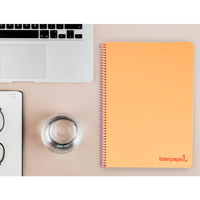 Liderpapel Cuaderno Espiral A4 Wonder Tapa Plástico 80 Hojas 90gr Cuadro 4mm Margen Naranja 1