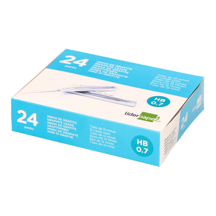 Liderpapel Minas de Grafito 0.7 mm HB Tubo 12 Minas Longitud 60 mm para Portaminas