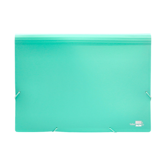 Liderpapel Carpeta Clasificador Fuelle Polipropileno DIN A4 Verde Opaco 13 Departamentos Cierre Gomas 2 Huecos Tarjetas Etiquetas Meses A-Z 1