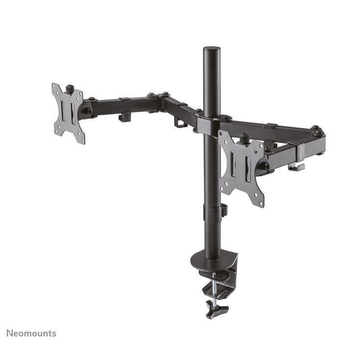 Neomounts Full Motion Dual Desk Mount (Clamp & Grommet) For Two 10-32" Monitor Screens, Height Adjustable - Black 1 Neomounts Full Motion Dual Desk Mount (Clamp & Grommet) For Two 10-32" Monitor Screens, Height Adjustable - Black 1