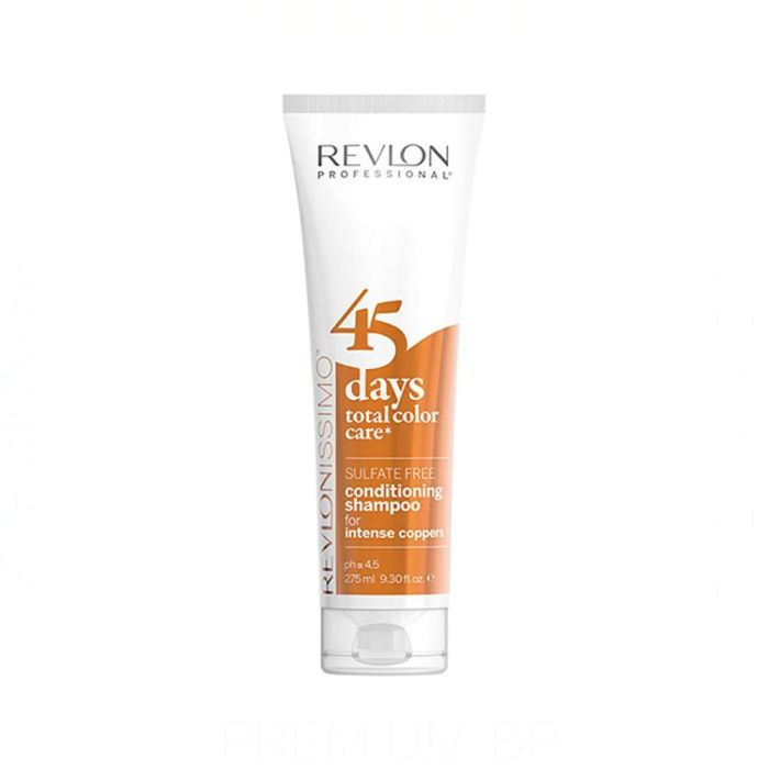 Revlon 45 DAYS Champú Acondicionador Color para Cabello Teñido Tonos Cobrizos Intensos, Mantiene Color Vibrante 275 ml Revlon 45 DAYS Champú Acondicionador Color para Cabello Teñido Tonos Cobrizos Intensos, Mantiene Color Vibrante 275 ml