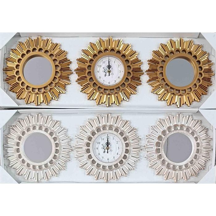 Reloj Urban DKD Home Decor Blanco Dorado 2.5 x 25 x 25 cm Set de 3 (2 Unidades)