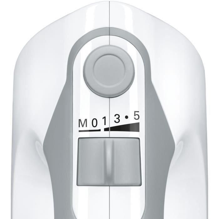 Batidora Bosch - MFQ36440 - 450 W - 5 velocidades - 2 batidores / 2 ganchos amasadores de acero inoxidable - Bol graduado con tapa - Blanco / Gris 2 Batidora Bosch - MFQ36440 - 450 W - 5 velocidades - 2 batidores / 2 ganchos amasadores de acero inoxidable - Bol graduado con tapa - Blanco / Gris 2