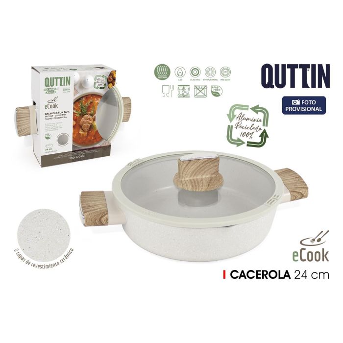 Quttin Cacerola Ecook con Tapa de 24 cm (4 Unidades)