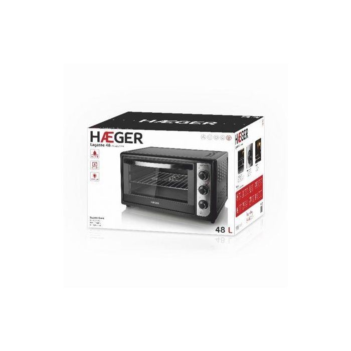 HORNO DE SOBREMESA HAEGER LAGASSE 48L - 2000W - TEMPORIZADOR CON TIMBRE - SELECTOR TEMPERATURA 100-230º - PUERTA DOBLE CRISTAL 2 HORNO DE SOBREMESA HAEGER LAGASSE 48L - 2000W - TEMPORIZADOR CON TIMBRE - SELECTOR TEMPERATURA 100-230º - PUERTA DOBLE CRISTAL 2