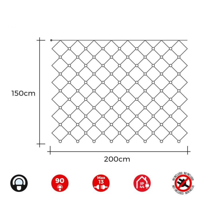 Edm Cortina de luces LED red easy-connect 2x1,5m 90 LEDs blanco frío 30V IP44 interior-exterior 1 Edm Cortina de luces LED red easy-connect 2x1,5m 90 LEDs blanco frío 30V IP44 interior-exterior 1