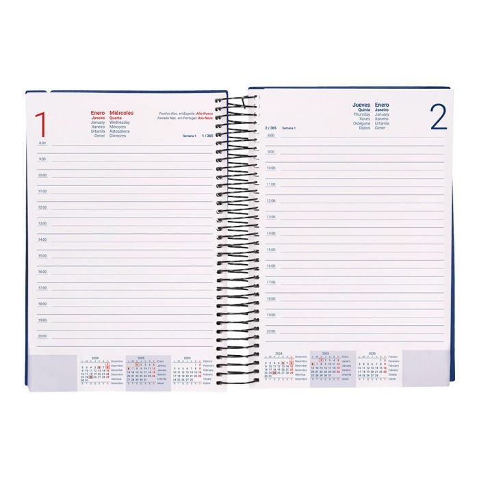 Agenda Espiral Liderpapel Olbia A5 2025 Dia Pagina Color Azul Papel 60 gr 7